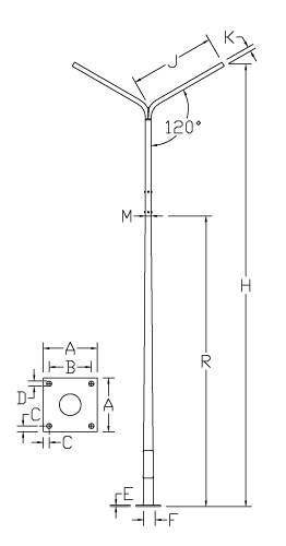 Taper Pole: Double branch