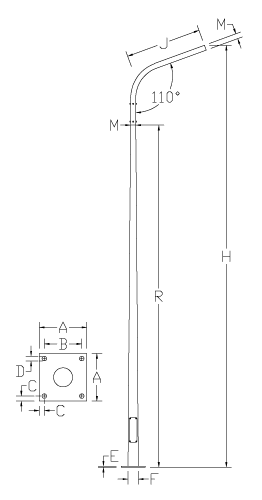 Tapered Lighting Pole: Double Branch