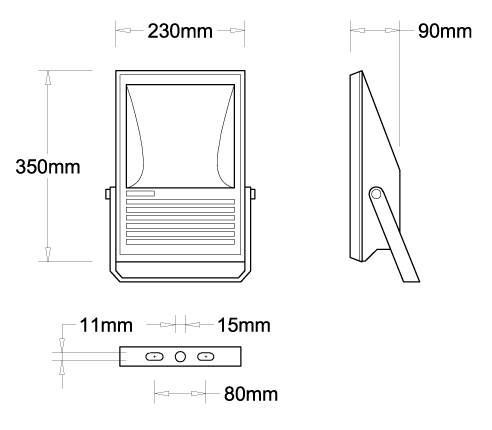 Floodlight Rx7s for HID 70-150w, Asymestrical Reflector